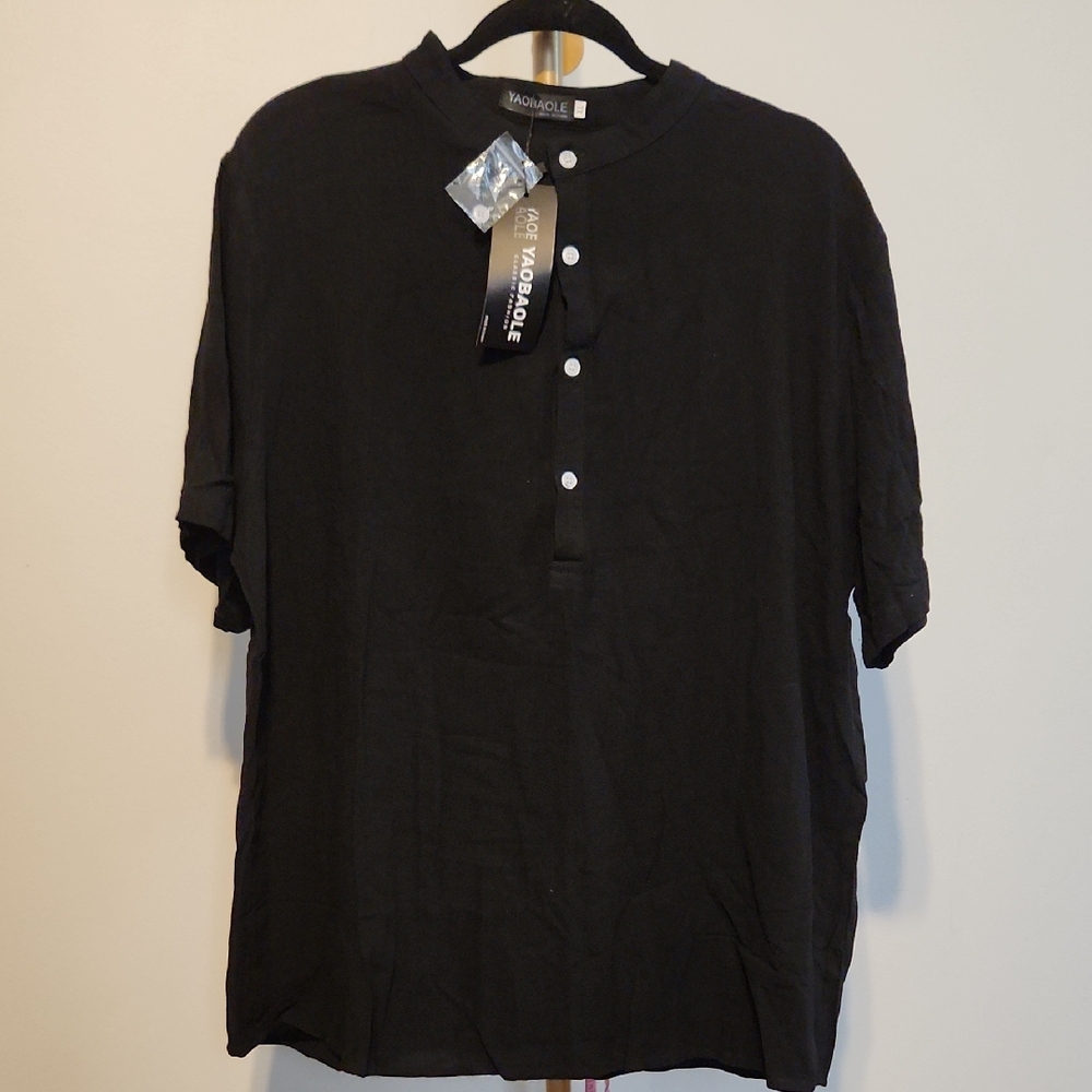 Cotton Linen Button Tee